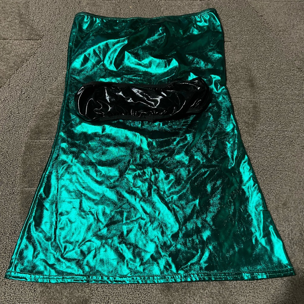 The Powerpuff Girls Buttercup Costume Cosplay Halloween Sexy Metallic Mini Dress